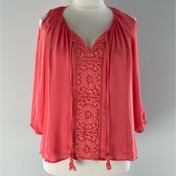 Daniel Rainn Tops - Daniel Rainn Cold Shoulder, Lined, Long Sleeve, Blouse
